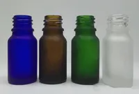 Vape 10 ml Frosted Glass Dropper Fles Mat Clear / Amber / Groen / Blauw / Zwart Fles voor E Liquid Parfum Essentiële olie met Goud Zilver GLB