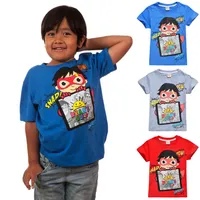 Ryan Oyuncaklar İnceleme Çocuklar T-Shirt Tees 100% Pamuk 4-10 T Çocuk Boys Yaz T-shirt Tops 110-140 cm Çocuklar Tasarımcı Giysi Boys Ess150