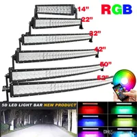 5D RGB Led Floodlight Bar Bluetooth App Control 16 Million Color Changing Curved Light Bar 4X4 Boat Truck 120W 288W 300W Work Lamp