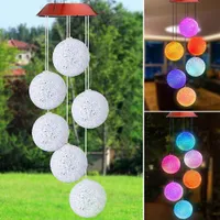 LED Solar Powered Wind Spinner Chimes Light For Christmas Outdoor Home Garden Hanging Spiral Lamp Decor Butterfly Wind Chime Bell Lights