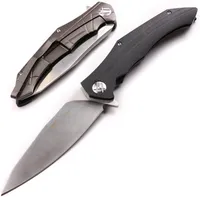 Samior Ücretsiz Kurt Savaşçı W91 Flipper Taktik Bıçak, 4.2 İnç Saten Wharncliffe Blade Katlama Pocket Knife, Siyah G10 Kol, Çerçeve Kilidi