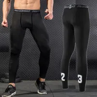 NUEVO 2019 Pro Tight Skinny de los hombres de fitness corriendo compresión Capris leggings medias de baloncesto masculino Fútbol Pantalones de entrenamiento de secado rápido
