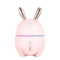 USBポータブルミニミュート加湿器ナイトライト7カラー発光雰囲気ランプスプレーかわいいウサギの寝室、オフィス、車