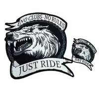 FU63 NO CLUB JUST RIDE LONE WOLF large punk embroidered iron on backing biker patch badge for jacket jeans