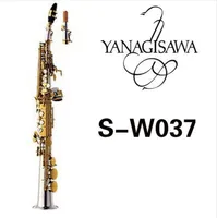 Ny Yanagisawa W037 Sopran Saxofon Brass Silver Plated Tube Gold Key Sax Med Munstycke Reeds Bend Neck Fri frakt