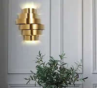 Art Deco Rvs Wandlamp Moderne Verlichting Gouden Woonkamer Slaapkamer Lamp Wideth 35cm LLFA