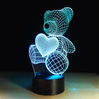 Christmas cute little bear 3D night light induction led lights creative smart home usb desk touch lamps