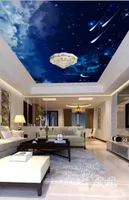 Wall Art Boyama Salon Yatak odası Tavan Backdrop Wallpaper 3D Güzel gece gökyüzü meteor tavan duvar