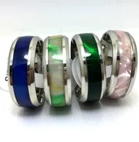 atacado 30pcs 8MM-de-rosa verde 316L azul do escudo acier aço inoxidável anéis jóias anel de ajuste confortável