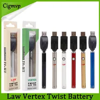 Autentisk vertex Law Förvärm VV Batteribotten Twist 350mAh Pen Vape Variable Voltage USB Charger Batteries Kit för 510 trådpatroner