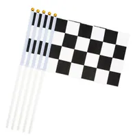 Corrida de preto e branco da grade Bandeiras de sinal Mão Checkered onda mão bandeiras 14x21cm bandeira com mastro Festival Decoração