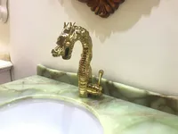 Gold Pvd одно отверстие / ручка для ванной комнаты туалет раковина смеситель дракон