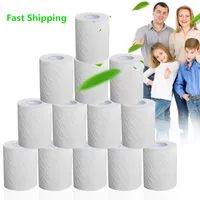 10 Rolls Toilet Roll Paper 4 Layers Home Bath Toilet Roll Paper Bulk Primary Wood Pulp Toilet Paper Tissue Roll FS9504 7339044