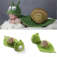 Newborn Photography Props Snail Hand Crochet Knit Baby Beanie Caps Children Hats with Cape Hats For Infant Fotografia Photo