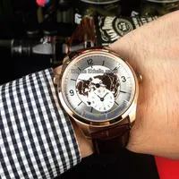 Ny Master Control Geophysic Master Geographic 1428530 White Dial Automatic Mens Watch Rose Gold Case Leather Strap Gent Klockor Hello_Watch