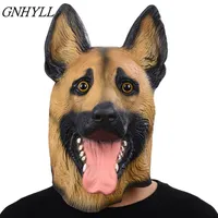Köpek Baş Tam Yüz Cadılar Bayramı Masquerade Fantezi Elbise Parti Cosplay Kostüm polis Hayvan Alman Çoban Lateks T200116 maske maske