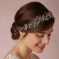 Shinny Crystal Bridal Wedding Head Piece Bride Headwear Headband Hair Band 100% Handmade Kwiat Kobiety Party Biżuteria Akcesoria