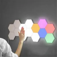 LED Producto caliente Doyin Lámpara de inducción cuántica opcional Fondo ligero Seis Lámpara de pared decorativa Restaurante Honeycomb Lámpara de control remoto