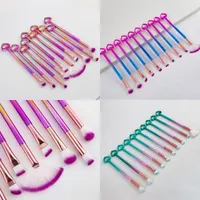 10 pezzi colorati Tricolore Gradient insieme di spazzola cosmetico di figura del cuore maneggiare strumenti spazzole di trucco bellezza trucco