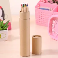 Farbige Blei Farbe Zeichnung Bleistift Holz Farbstift Sets von 12 Farben Kinder Farbige Zug Bleistifte Kinder Epacket