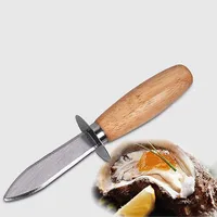 Paslanmaz Çelik İstiridye Bıçağı Ahşap Saplı İstiridye Kıyma Bıçakları Mutfak Deniz Ürünleri Keskin Keskin Kenarlı Kabuk Açacağı Tarak Kabukları Açıcılar BH2018 TKS