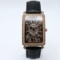 Envío gratis 30mm rectángulo banda de cuero de cuarzo reloj de lujo para mujer reloj digital para mujer relojes de oro dropshipping reloj de pulsera para mujer regalos