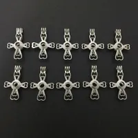 10pcs Silver Tone Hollow Lace Cross Locket Pearl Beads Cage Pendant Add Akoya Oyster Jewelry Making Womens Necklace DIY