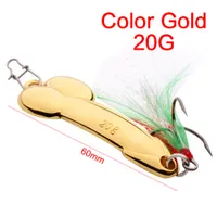 Top Quality 2 Colori Argento e oro Cucchiaio d'oro Bait Bait Feather Fishing Lire Lure VIB Metal Tackle Hard Hook 20G 4 #