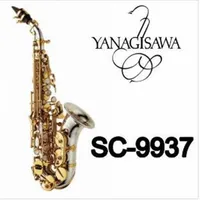 Bästa kvalitet Yanagisawa SC-9937 Curved Neck Sopran Saxofon B Flat Brass Nickel Silver Plated Sax med munstycke