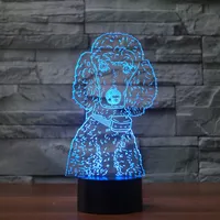 3D Собака Форма лампы LED Night Light Illusion Творческий сенсорный Lampara USB сенсорный Night Lamp Control Рождественские подарки для детей Kid Toy