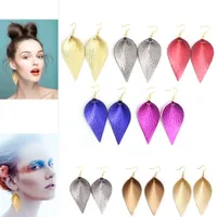 Großhandel Leder Ohrringe Leder Leaf Ohrringe Trendy Lightweight Leder Aussage Ohrringe Für Frauen Damen Mädchen Bijoux