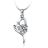 OMHXZJ Wholesale PendantS Personality Fashion OL Woman Gift Heart White Amethyst 925 Sterling Silver Pendant Necklace NC80