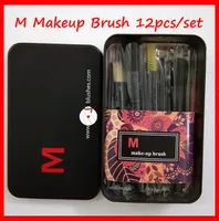 Hot 12pcs / Set M Maquiagem Escova Defina Face Creme Power Foundation Escovas multiuso Beauty Cosmetic Tool Brushes Conjunto com caixa