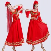 Ouïgoure du Xinjiang danse Vêtements pour adultes ethnique robe performance festival robe de style Costume Inde danseuse folklorique chinoise vêtements de scène rouge