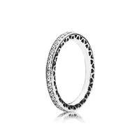 Real 925 Sterling Silver CZ Diamantring med Original Box Fit Pandora Bröllop Ring Engagement Smycken För Kvinnor