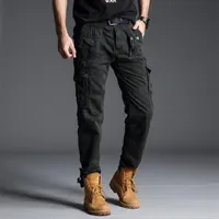 Pantaloni tattici Combat dell'esercito maschio camo jogger cotone pantaloni tasche zip mimetico pantaloni da carico maschili neri