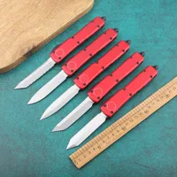Röd 3 tums blad Mini Hi-Tech Double Action Double Action Pocket Knife Satin Proprietär anpassad skruv CNC
