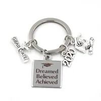 New Arrival Stainless Steel key ring 2020 Graduation Key Chain Keyring Gifts for Graduates Gift Jewelry Dreamed Believed Achieved Key Chain