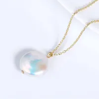 Coin Baroque Pearl Necklace S925 Silver Pendant 100% Pearl Necklace for Women Girl Necklace Jewellery DIY Wedding Gift 1pcs/lot