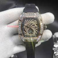 Homens Surpreendentemente Projetado Ice Diamond Watch Rosa de Ouro de aço inoxidável cheia de diamantes caixa do relógio automático Sports relógio mecânico