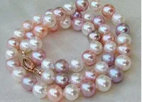 8-9 MM weiß lila rosa SÜDSEE Multicolor PEARL NECKLACE 18" 14k