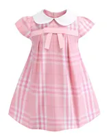 Summer Little Girls Lapel Academy Toddler Wind Sleeveless Puckered Skirt Premium Cotton Baby Kids Big Plaid Dress