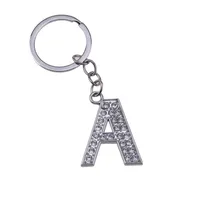 120pcs / Lot Alloy letra do alfabeto de completa Rhinestone Com anel da separação Keychain DIY Acessórios 3.2" Frete Grátis