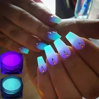 10pc / set Neon fosfor poeder nagel glitter poeder 10 kleuren stof lichtgevende pigment nagel glitters gloed in het donker