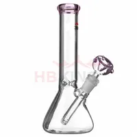 10 polegadas de água de vidro de vidro Bongud dab bubbler de óleo de óleo rosa alto grosso mini tubo de fumante com tigela de 14 mm