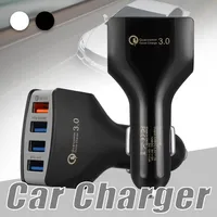 QC 3.0 carregador de carro 4 USB Port Fast Charging Adapter Universal Cell Phone Charger 12V 3.1A para Smartphones