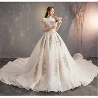 Mingli Tengda Luxury Vintage Palace Ball Gown Bröllopsklänningar Lace Chapel Train Princess Dream Wedding Dress Vestido de Novia 2019