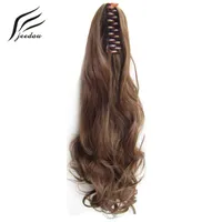Klauw paardenstaart golvend synthetisch haar 22 "55cm 170g blonde kastanje bruin kleur natuurlijke paardenstaarten hair extensions hairstukjes