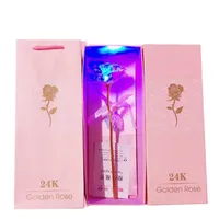 24K Gold Folia LED Light Róża Kwiat Dla Walentynki Prezent Sztuczny Świecące Kwiat Prezent Ślubny Pack HH9-2629