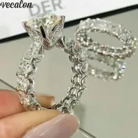 Vecalon Vintage Promise Ring Set 925 Стерлинговое серебро Алмазные Обручальные кольца Свадебные кольца для женщин Бримальные Ювелирные Изделия